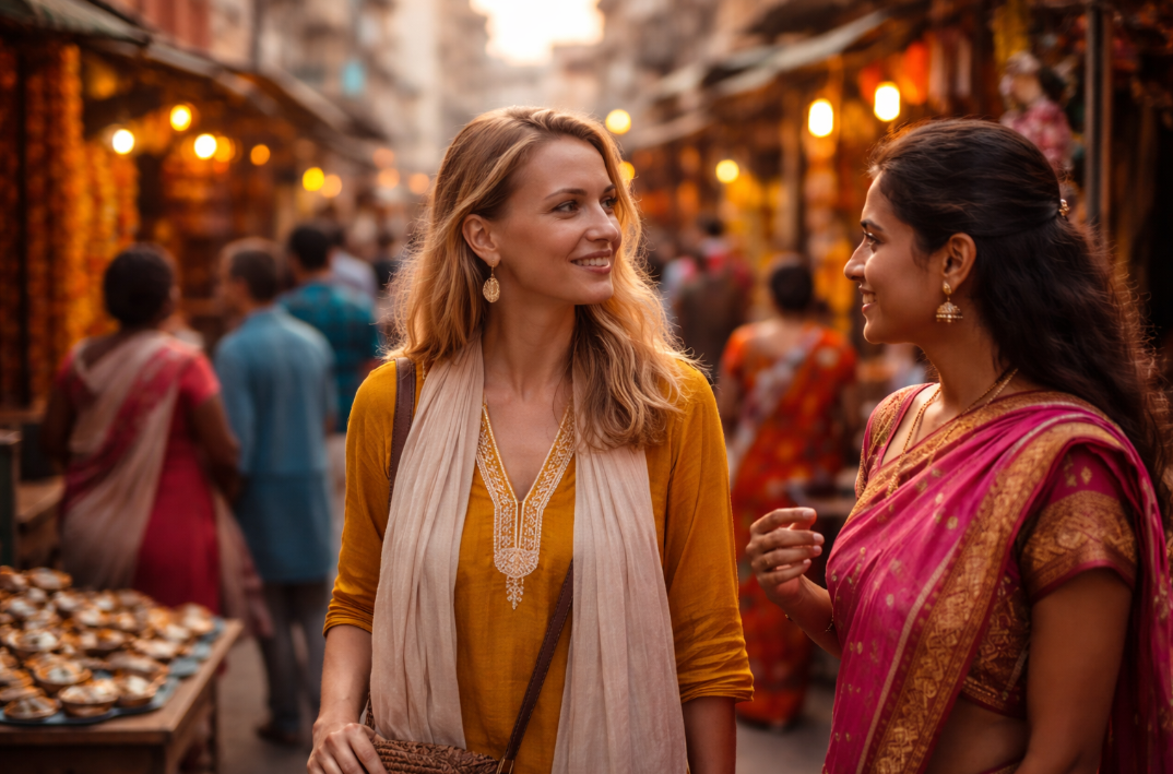 Femmes voyageant en Inde