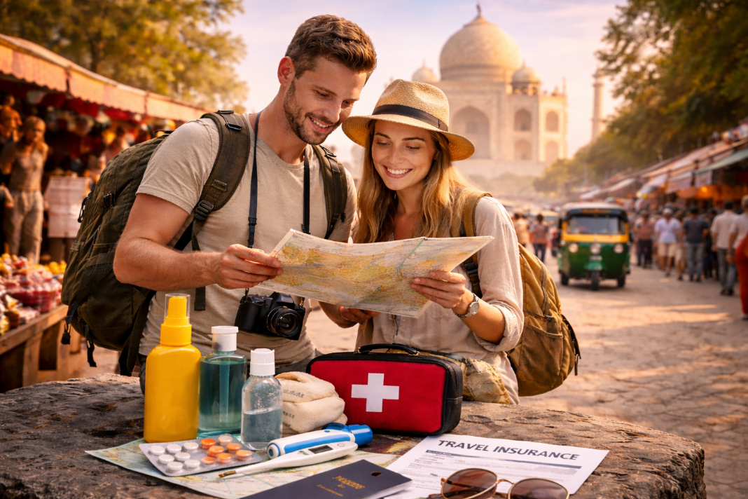 Des touristes avec une carte de voyage