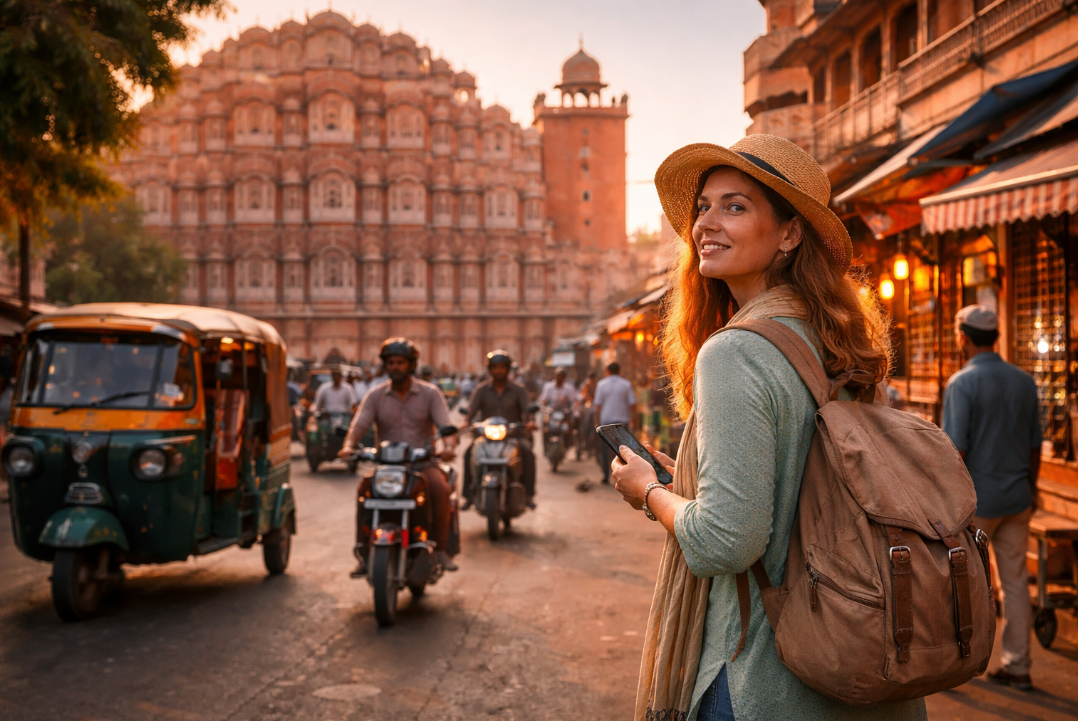 Woman traveling alone in India